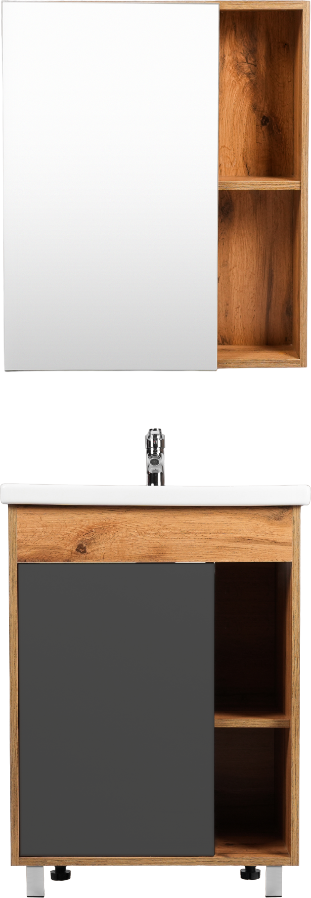 Мебель для ванной комнаты VIANT Бостон 60 напольная, дуб вотан, графит