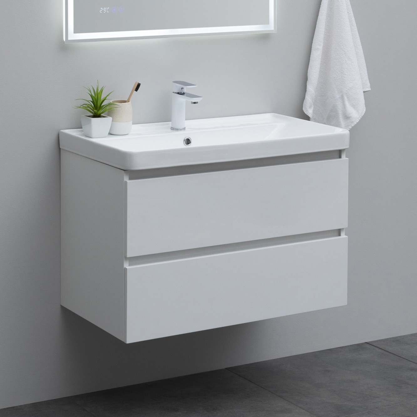 Тумба с раковиной Aquanet Вега 80 подвесная