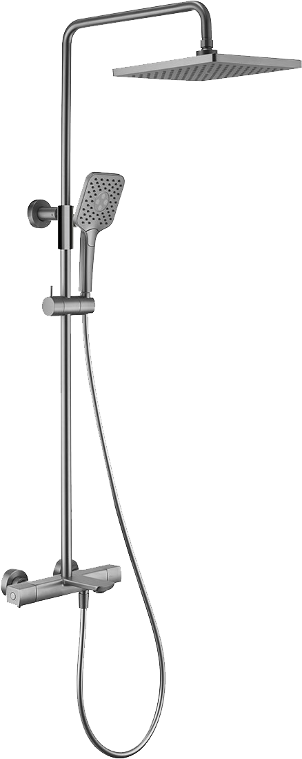 Душевая стойка Vincea Next VSFS-1N1TGM с термостатом, вороненая сталь