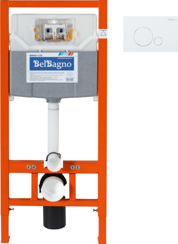 Комплект Инсталляция BelBagno BB001-120 + Кнопка Sfera BB014-SR-BIANCO белая