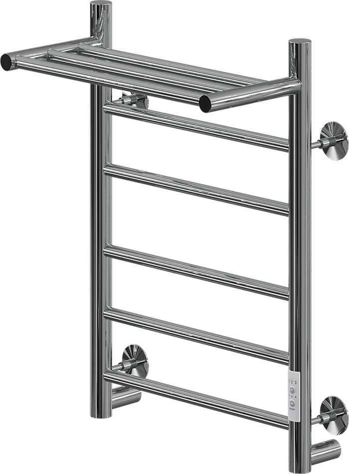 Полотенцесушитель электрический Ника Way 2 60x45 см, подключение справа, слева, скрытое подключение справа, хром, лесенка, с полкой
