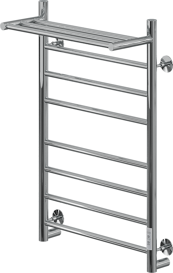 Полотенцесушитель электрический Ника Way 2 80x55 см, подключение справа, слева, скрытое подключение справа, хром, лесенка, с полкой