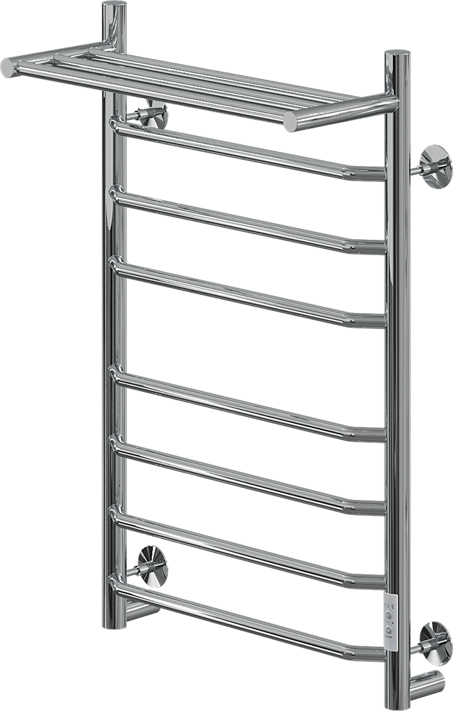 Полотенцесушитель электрический Ника Way 3 80x55 см, подключение справа, слева, скрытое подключение справа, хром, лесенка, с полкой