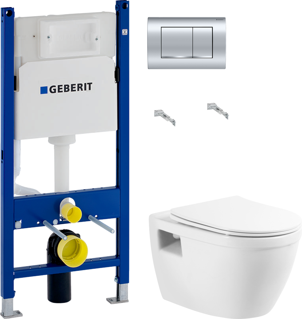 Комплект 2 в 1 Унитаз подвесной BelBagno Loto BB070CHR/SC + Инсталляция с кнопкой Geberit Duofix Delta 458.163.21.1 цвет хром