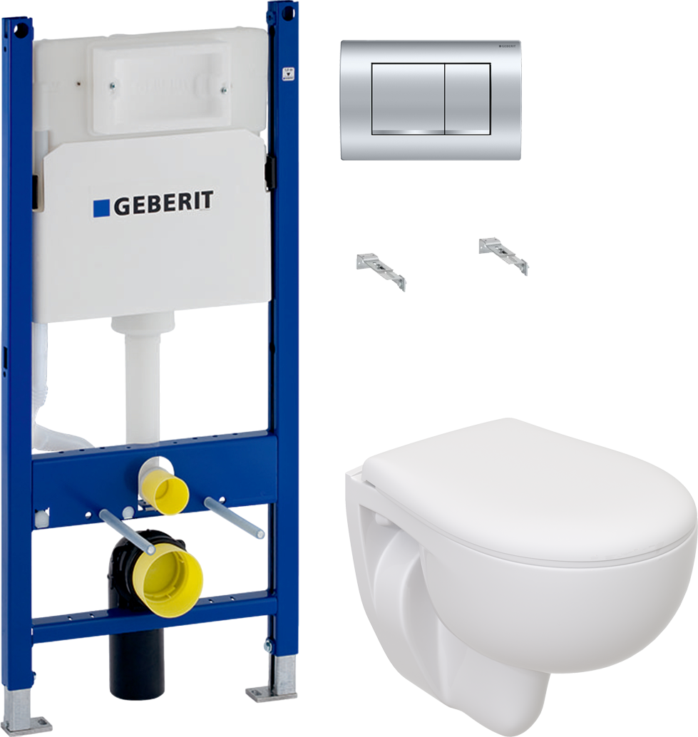 Комплект 3 в 1 Унитаз подвесной Seramiksan Natura A051041H + Сиденье AG50002 + Инсталляция с кнопкой Geberit Duofix Delta 458.163.21.1 цвет хром