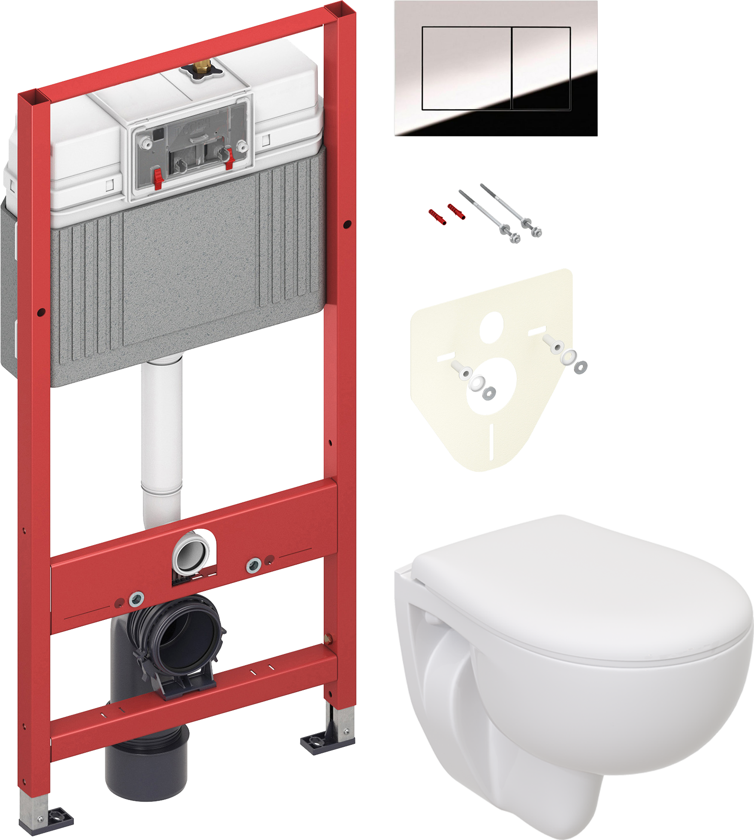 Комплект 3 в 1 Унитаз подвесной Seramiksan Natura A051041H + Сиденье AG50002 + Инсталляция с кнопкой TECE Now 9400412