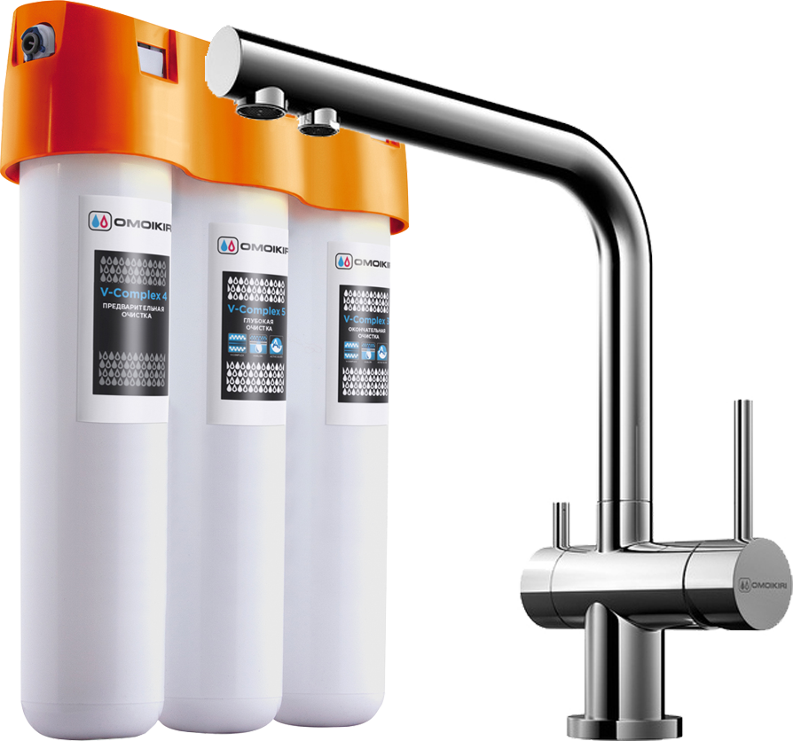 Комплект Смеситель Omoikiri Nagano C, хром + Фильтр Pure Drop Lite