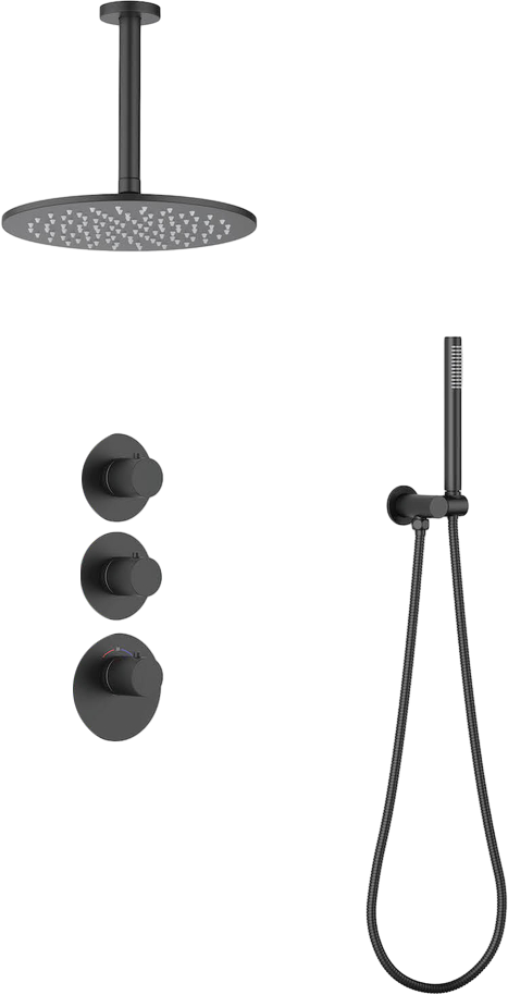 Душевой комплект Timo Saona SX-2399/03SM С ВНУТРЕННЕЙ ЧАСТЬЮ, с термостатом, матовый черный