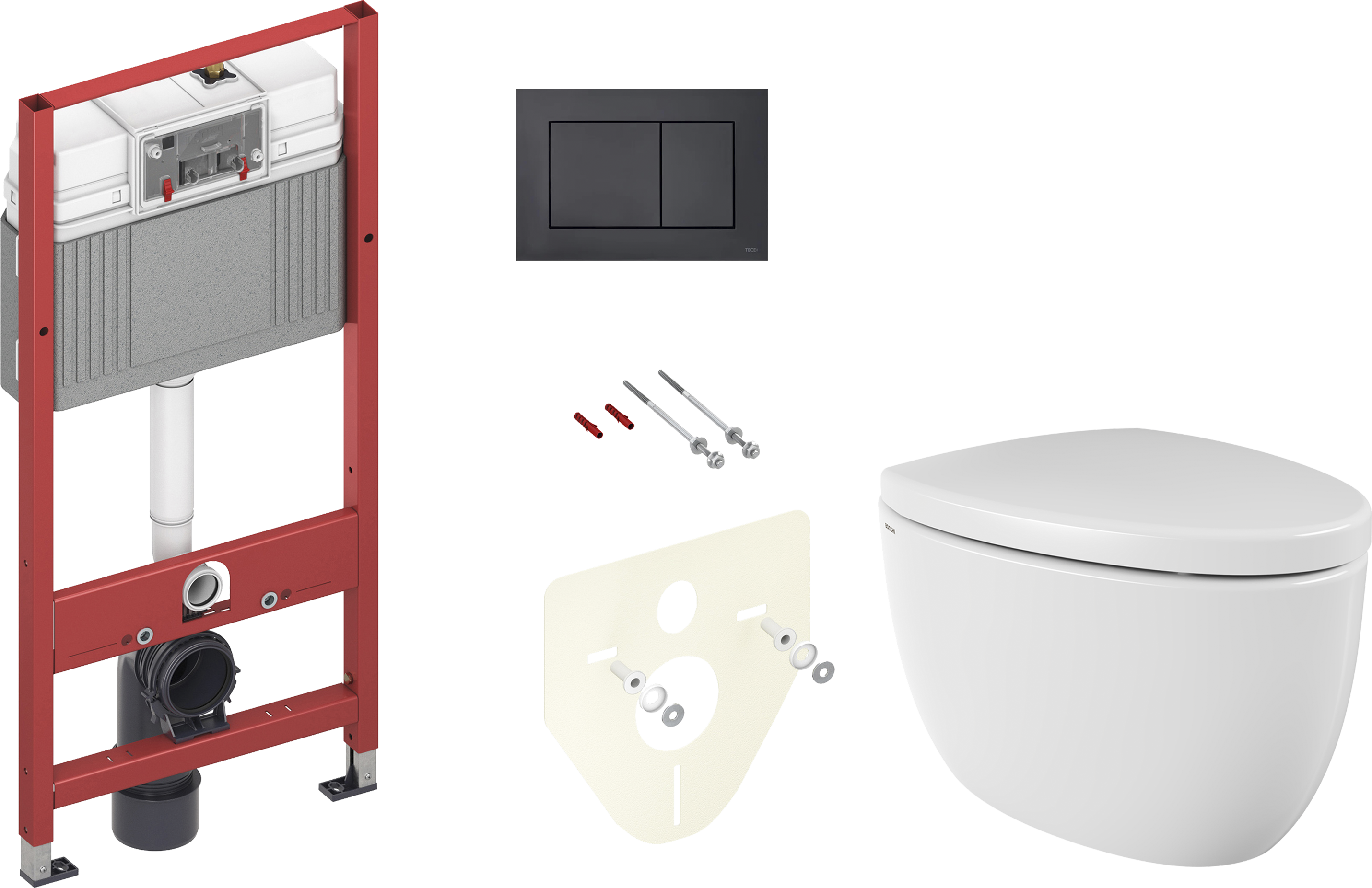 Комплект 3 в 1 Унитаз подвесной BOCCHI Etna белый + Сиденье белая, с микролифтом + Инсталляция с кнопкой TECE Now 9400414 цвет черный