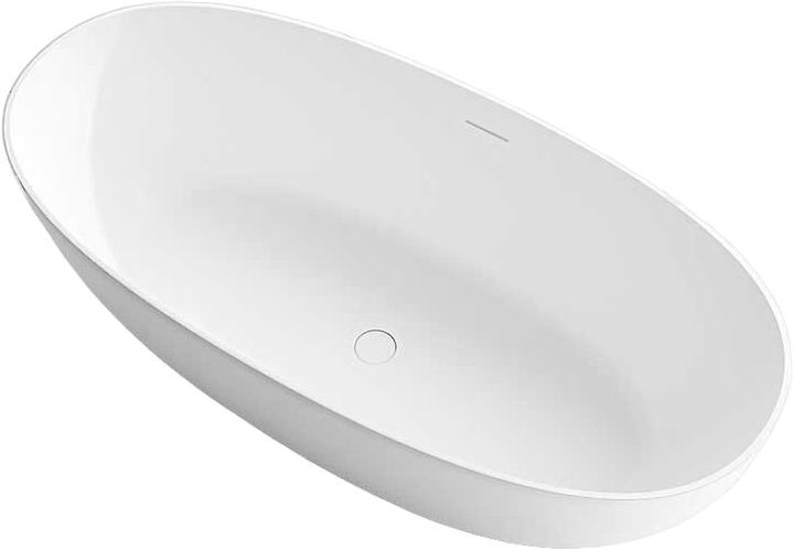 Ванна из искусственного камня Vincea VBT-6S01MW 170x75 см, отдельностоящая, матовая белая, овальная, со сливом-переливом