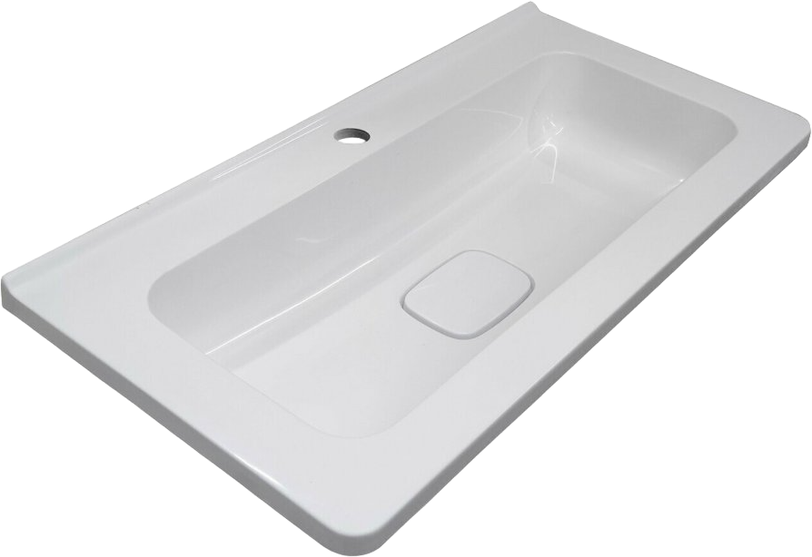 Мебельная раковина Style Line Каре Люкс Мини 90 накладная, матовая белая, прямоугольная, искусственный мрамор