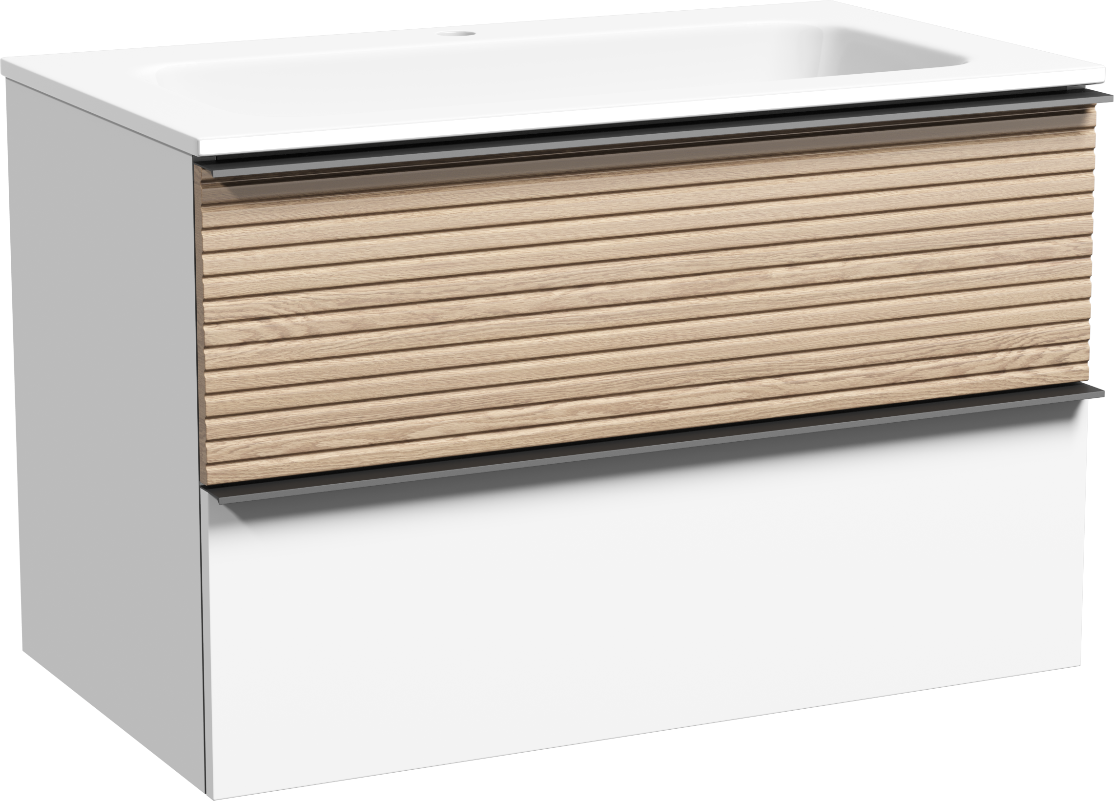 Тумба под раковину без столешницы Sancos Delta 80 дуб светлый, белый