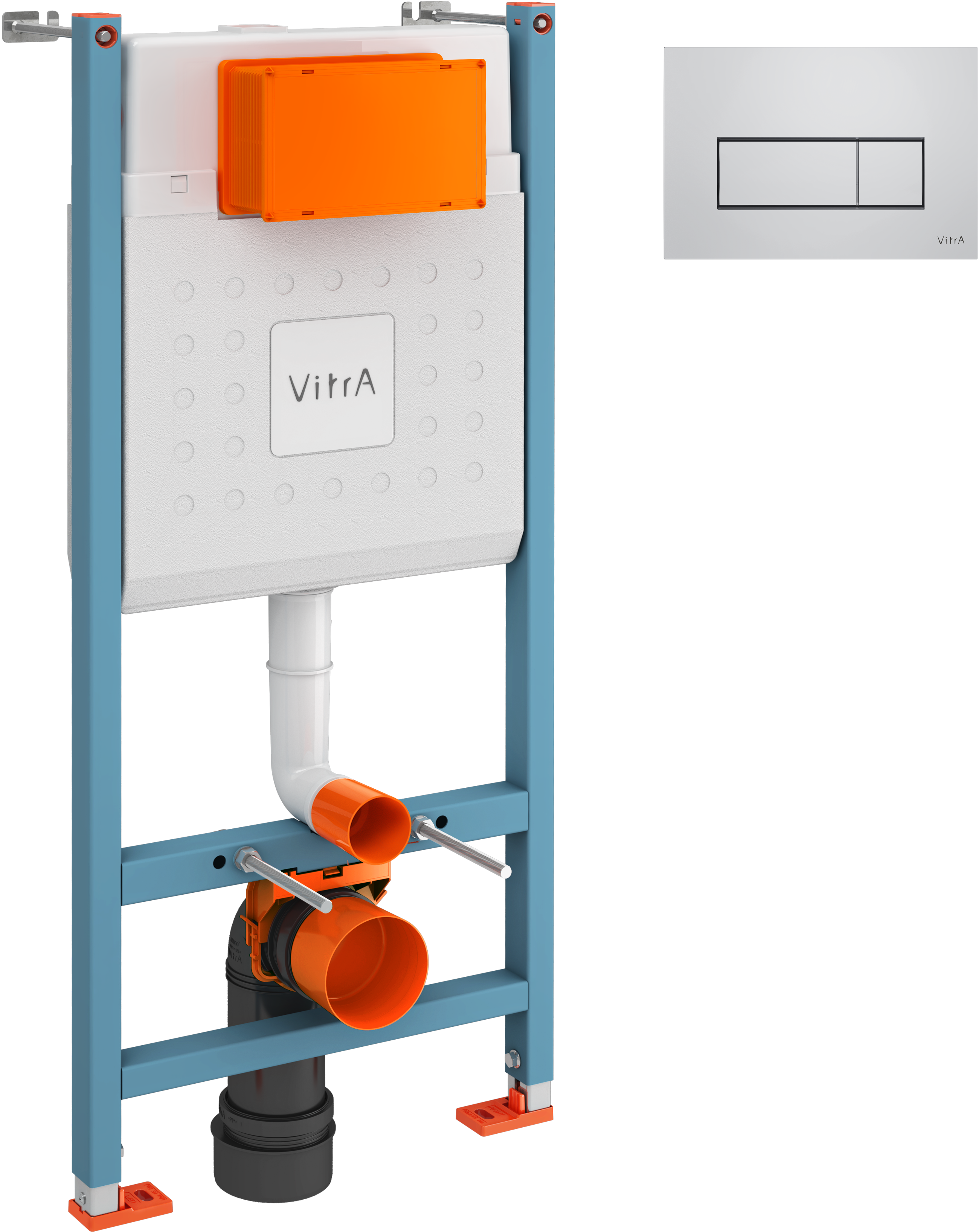 Комплект Инсталляция VitrA V-Fix Core 732-5800-01 + Кнопка Root Square 740-2380 цвет хром