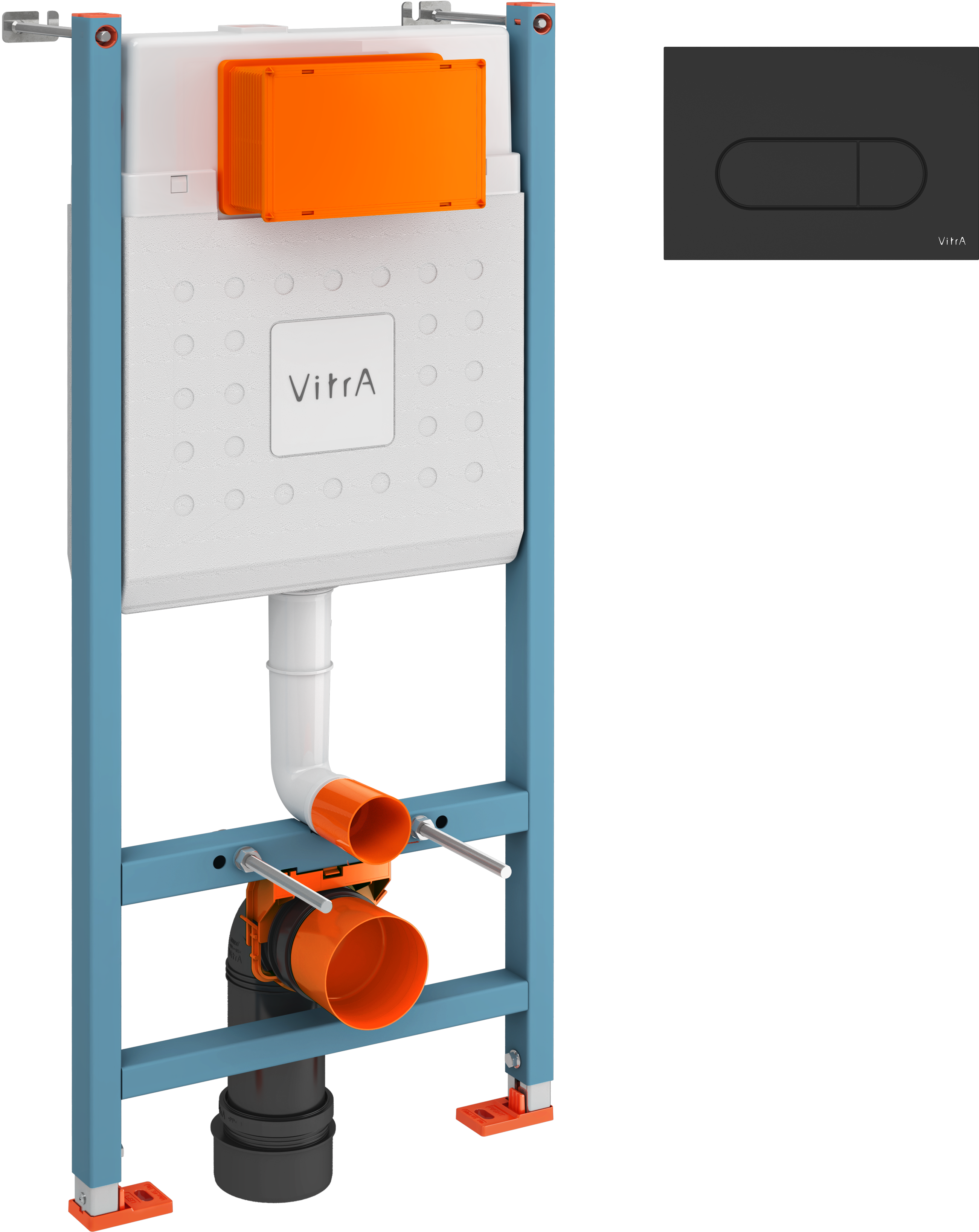 Комплект Инсталляция VitrA V-Fix Core 732-5800-01 + Кнопка Root Round 740-2211 цвет матовый черный
