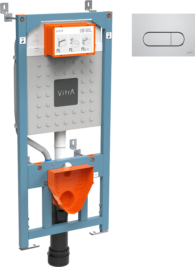 Комплект Инсталляция VitrA V12 762-5800-01 + Кнопка Root Round 740-2280 цвет хром