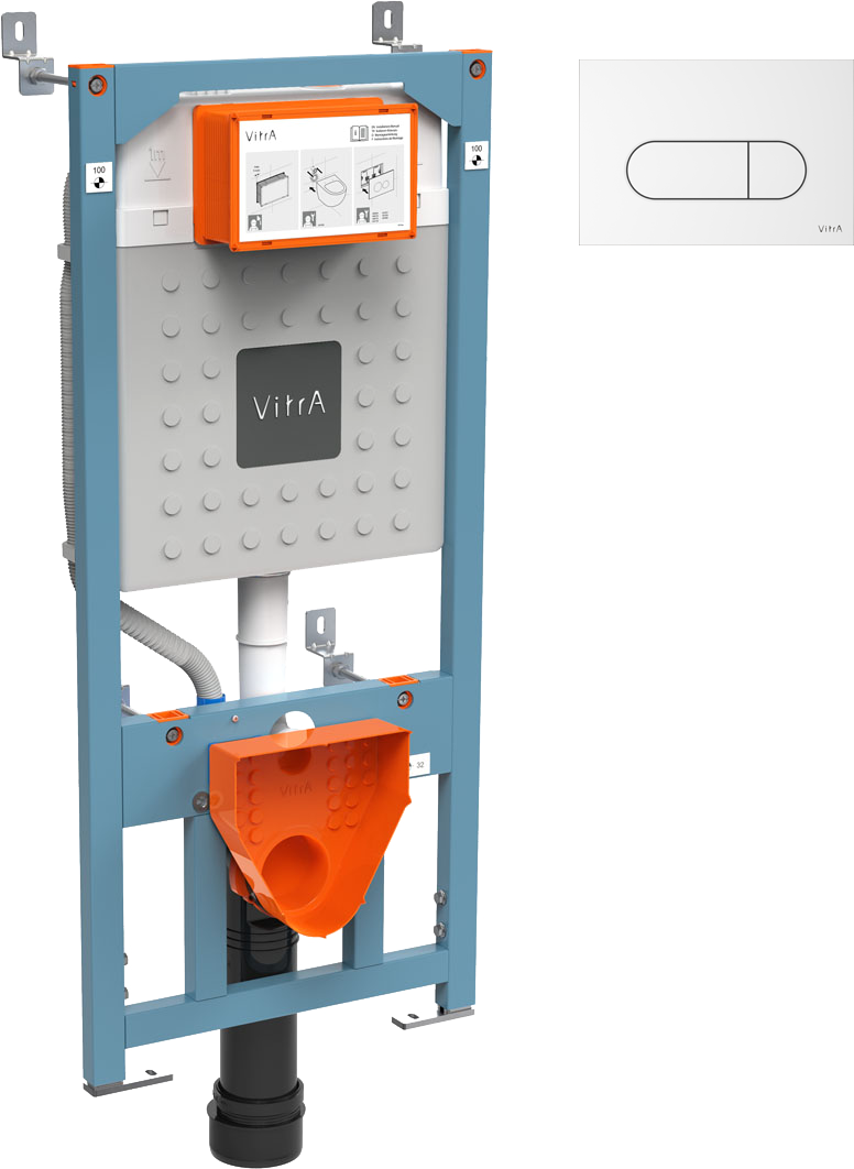 Комплект Инсталляция VitrA V12 762-5800-01 + Кнопка Root Round 740-2200 цвет глянцевый белый