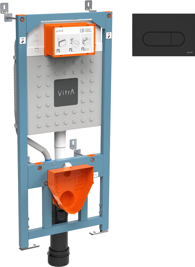 Комплект Инсталляция VitrA V12 762-5800-01 + Кнопка Root Round 740-2211 цвет матовый черный