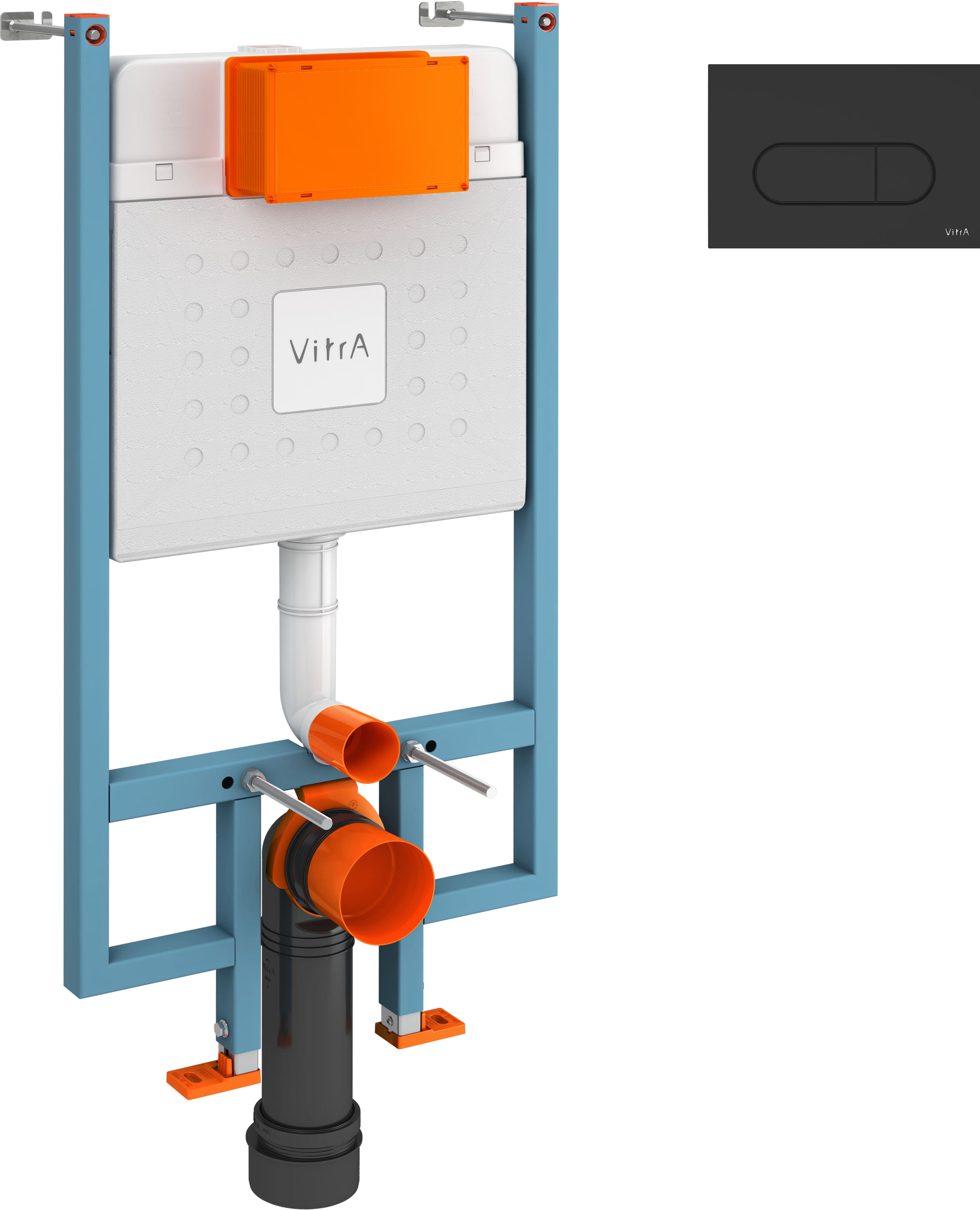 Комплект Инсталляция VitrA V-Fix Core 738-5800-01 + Кнопка Root Round 740-2211 цвет матовый черный