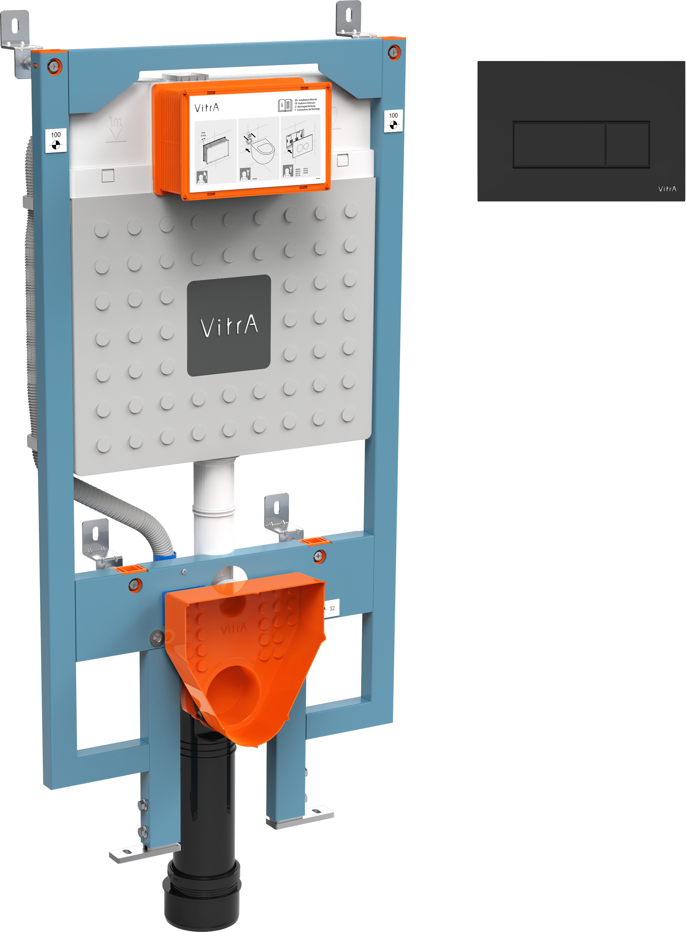 Комплект Инсталляция VitrA V8 768-5800-01 + Кнопка Root Square 740-2311 цвет матовый черный