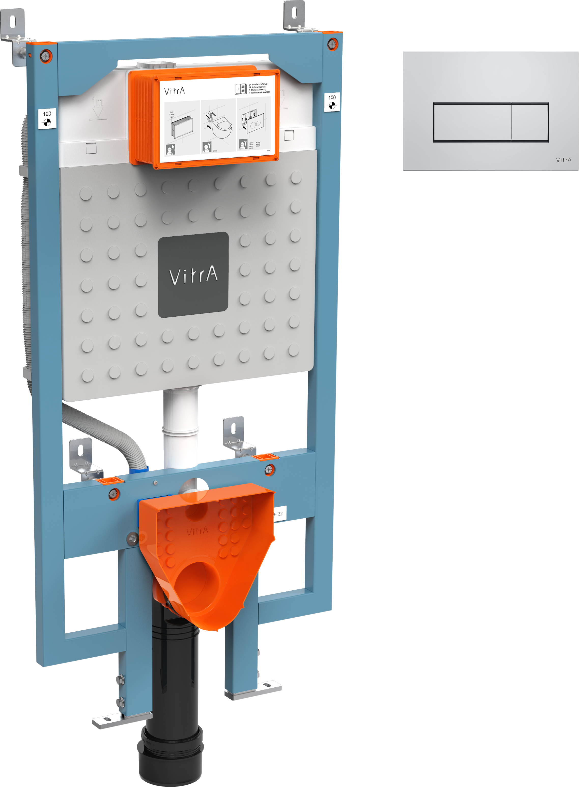 Комплект Инсталляция VitrA V8 768-5800-01 + Кнопка Root Square 740-2380 цвет хром