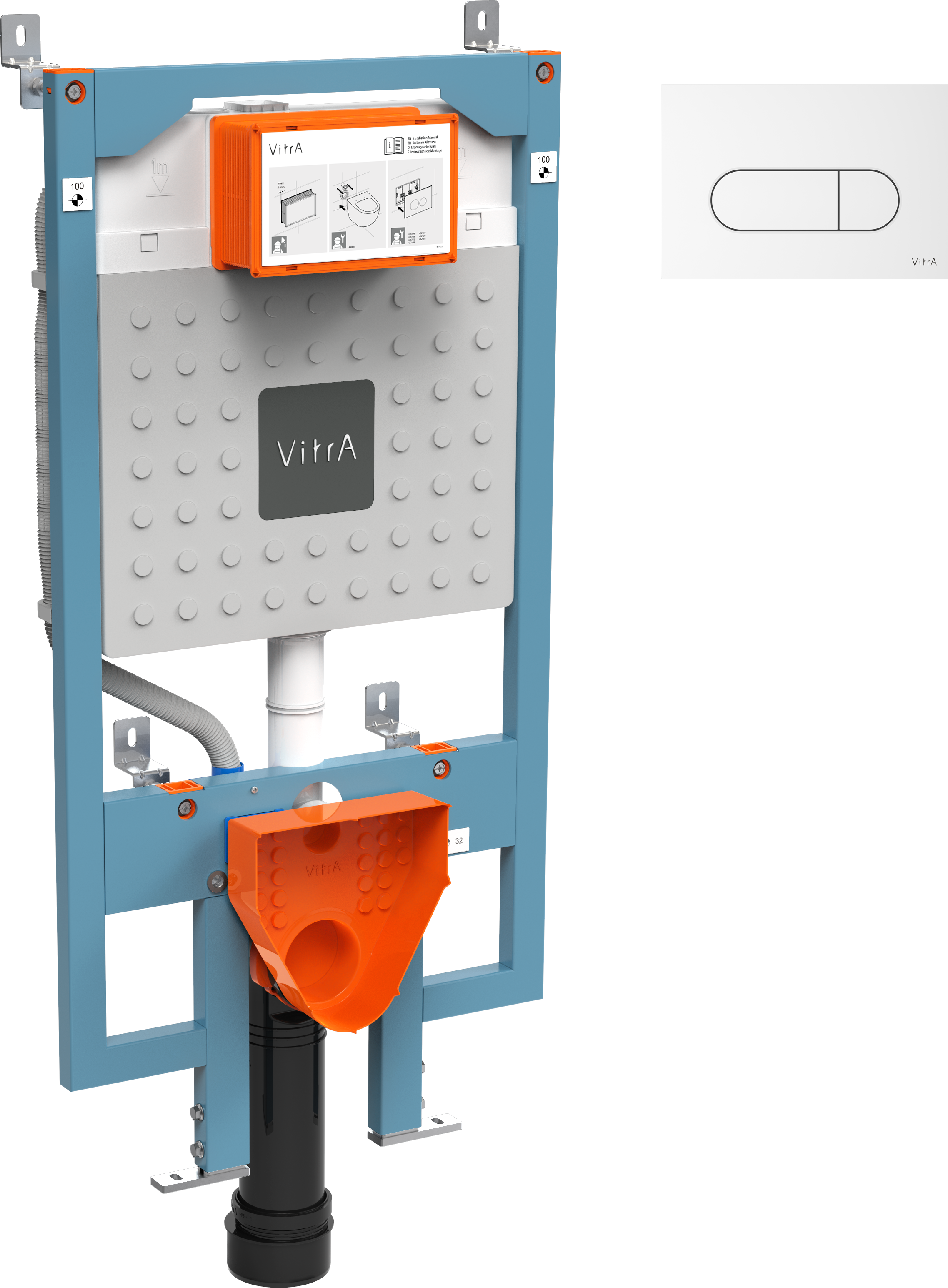 Комплект Инсталляция VitrA V8 768-5800-01 + Кнопка Root Round 740-2200 цвет глянцевый белый