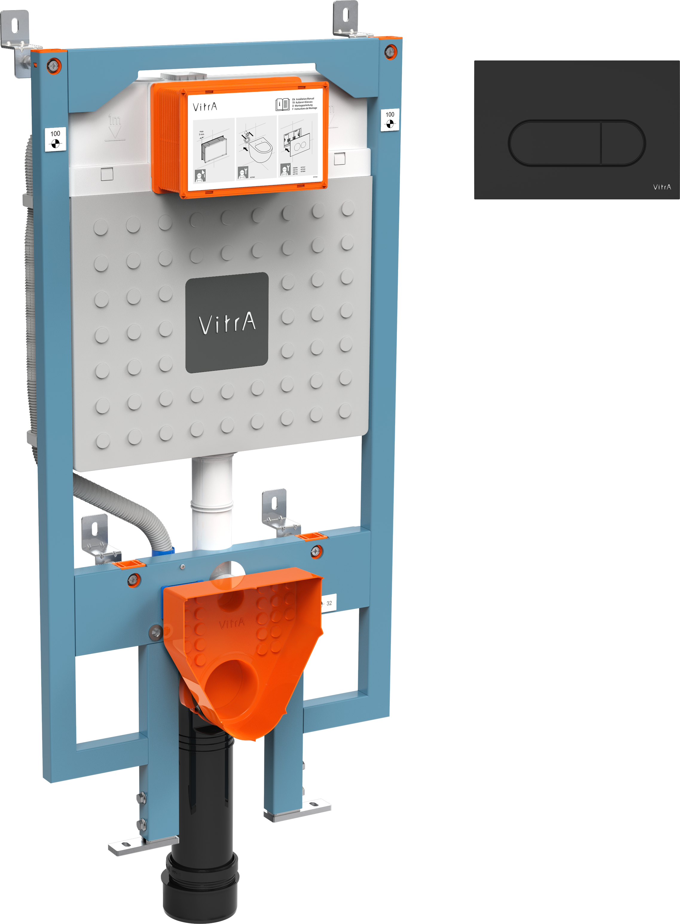 Комплект Инсталляция VitrA V8 768-5800-01 + Кнопка Root Round 740-2211 цвет матовый черный