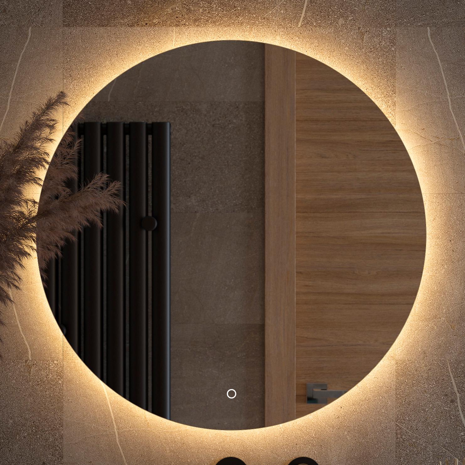 Зеркало круглое Defesto Opti DF 2854S 70 с LED-подсветкой, 3000К, сенсорный выключатель