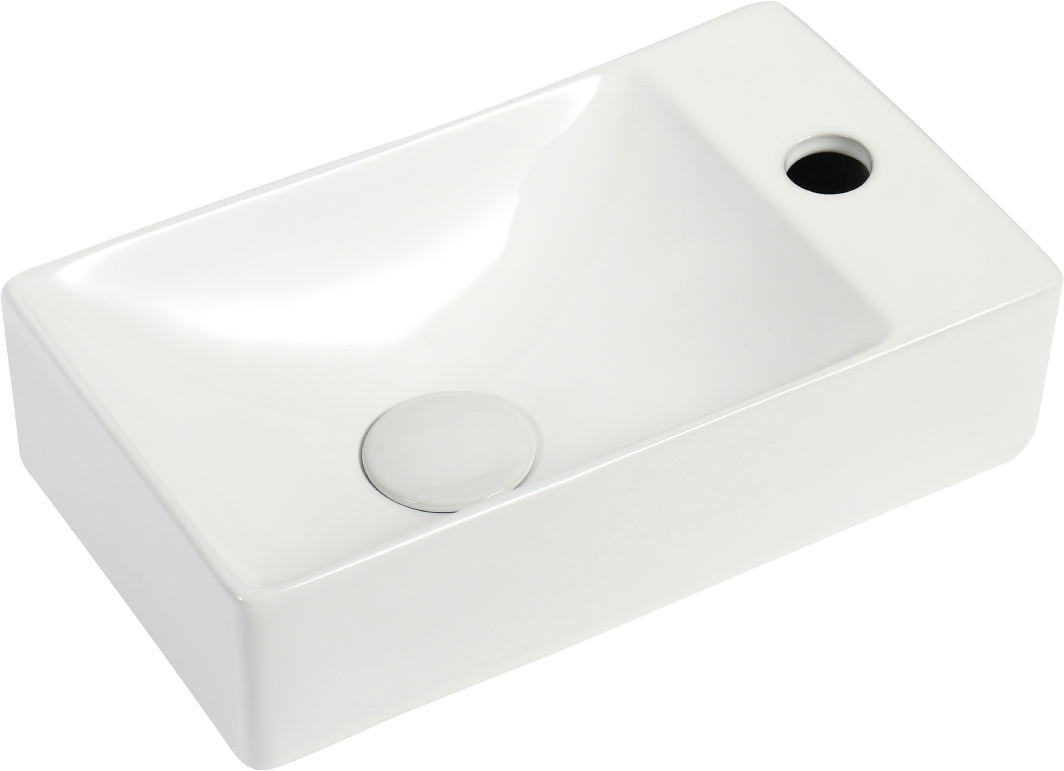 Раковина маленькая в туалет Orange B05-375LW 38 левая глянцевая белая, прямоугольная