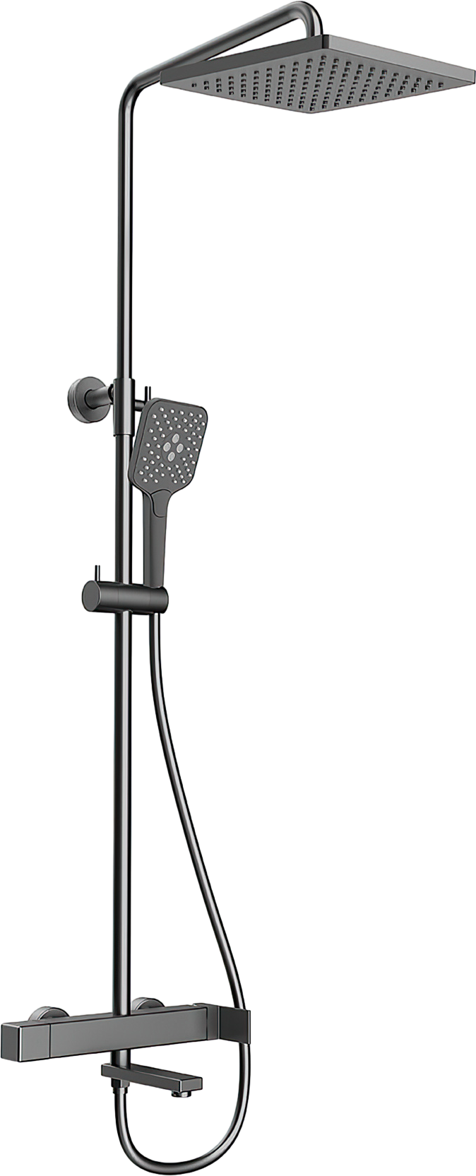 Душевая стойка Vincea Cube VSFS-1C1GM вороненая сталь