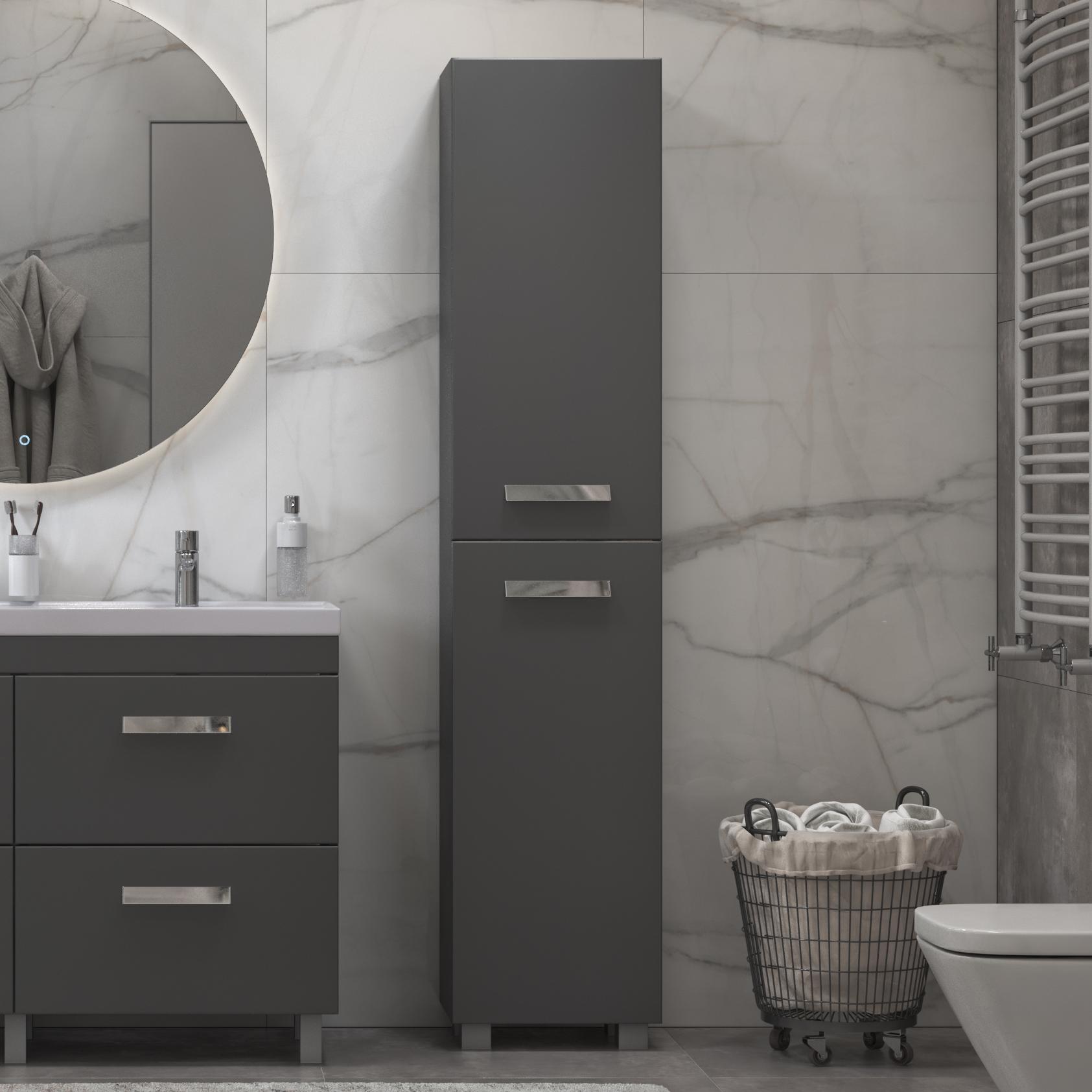 Шкаф-пенал для ванной Velvex Orlando 190 универсальный, серый