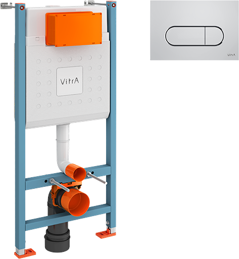 Инсталляция с кнопкой VitrA V-Fix Core 732-5800-01 цвет хром глянец, крепление к полу и стене