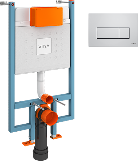 Инсталляция с кнопкой VitrA V-Fix Core 738-5800-01 цвет хром глянец, крепление к полу и стене