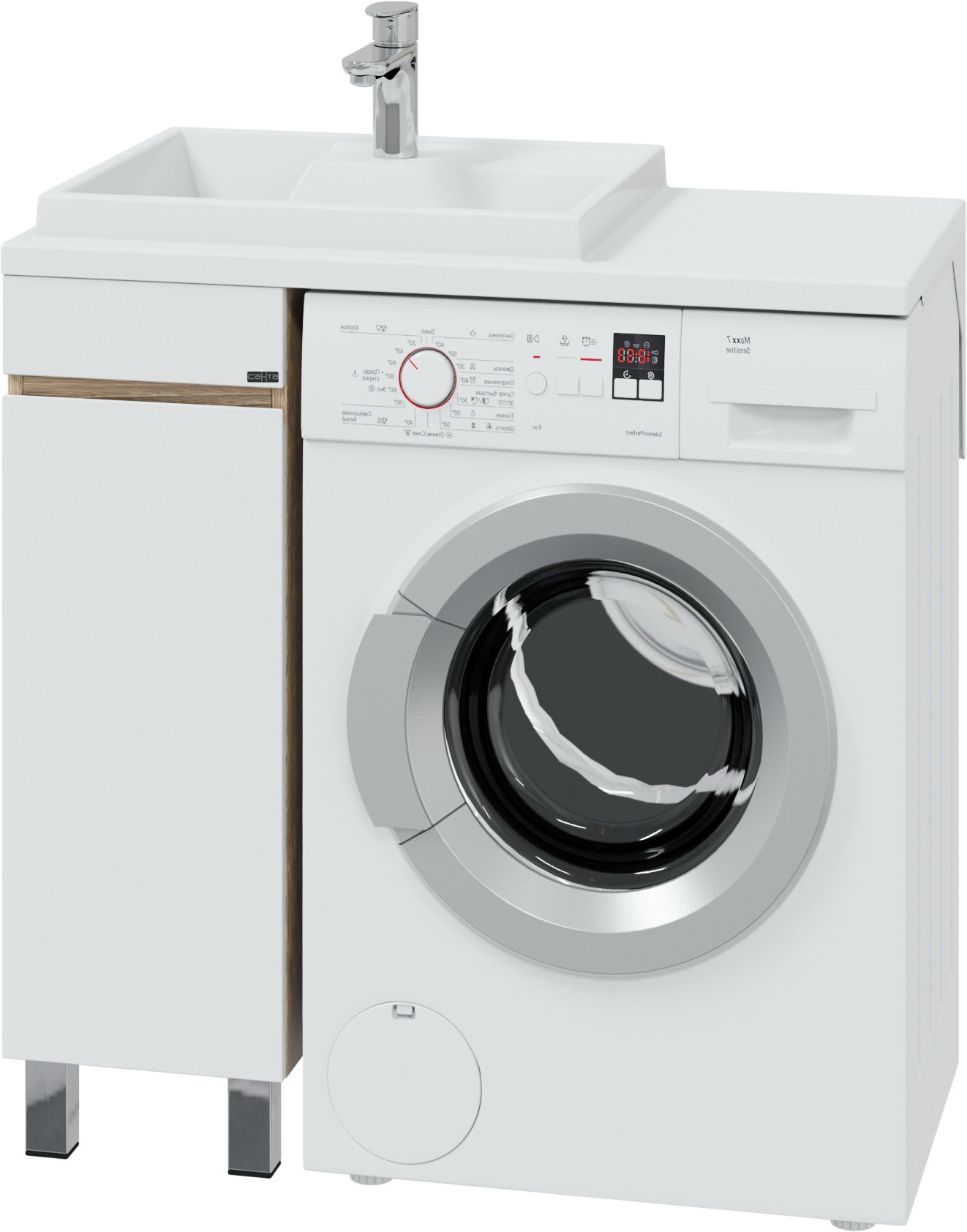 Тумба с раковиной СаНта Марс 29 L под стиральную машину, напольная, 1 дверца, янтарная