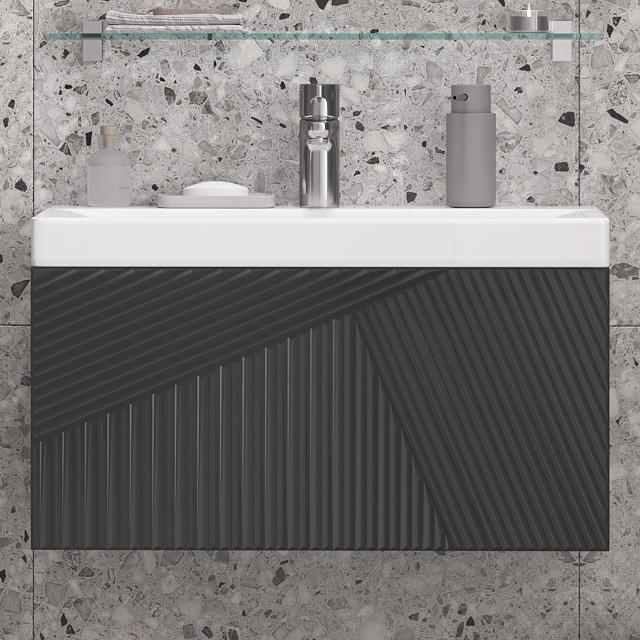 Тумба с раковиной Velvex Edge 70.1Y подвесная, графит