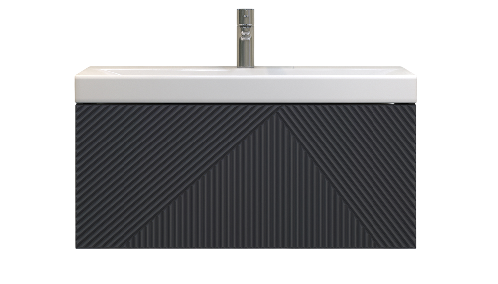 Тумба с раковиной Velvex Edge 80.1Y подвесная, графит