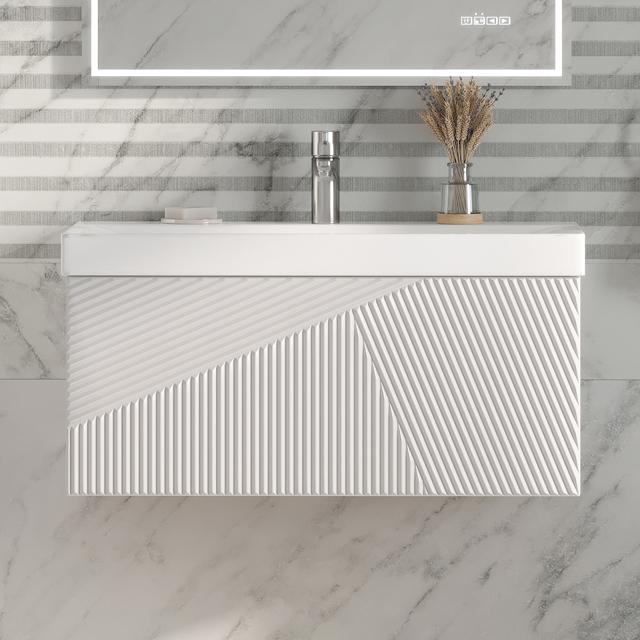 Тумба с раковиной Velvex Edge 80.1Y подвесная, белая