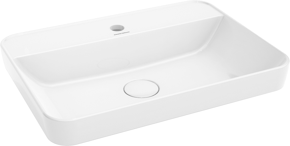 Раковина встраиваемая сверху KERAMA MARAZZI Plaza PLR.wbi.55.1 55 глянцевая белая, прямоугольная, фаянс