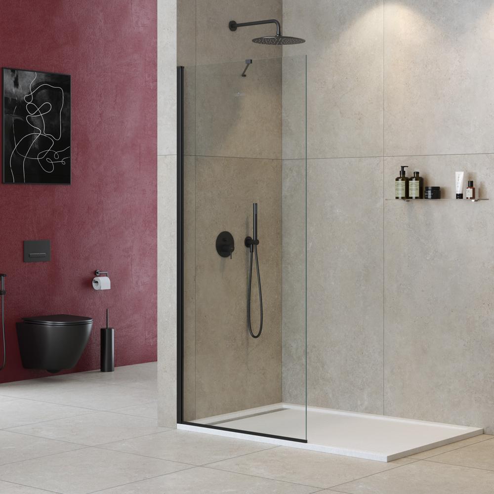 Душевая перегородка Cezares Liberta L-1-TB-70-C-NERO профиль черный, стекло прозрачное