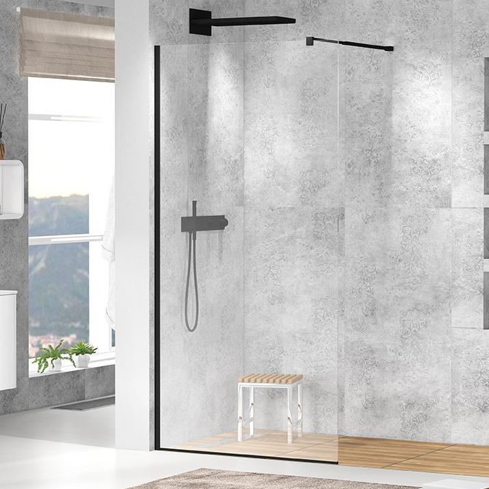 Душевая перегородка Cezares Liberta L-1-70-C-NERO профиль черный, стекло прозрачное