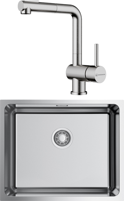 Комплект Мойка Omoikiri TADZAVA 54-U-IN, нержавеющая сталь + Смеситель Tanigawa-SB BN, нержавеющая сталь