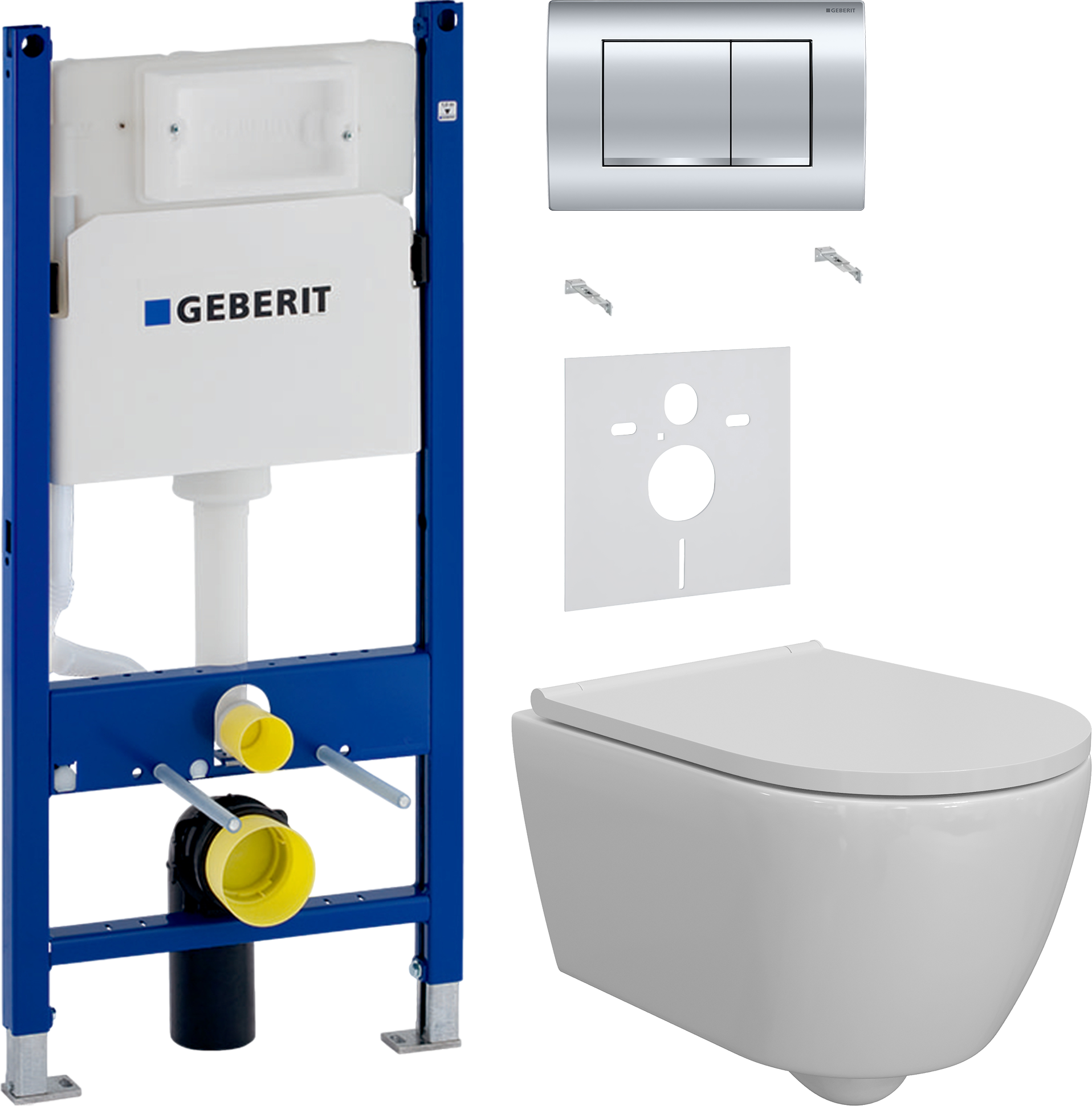 Комплект 3 в 1 Унитаз подвесной DIWO Коломна 0700 + Звукоизоляция Geberit 156.050.00.1 + Инсталляция с кнопкой Duofix Delta 458.163.21.1 цвет хром