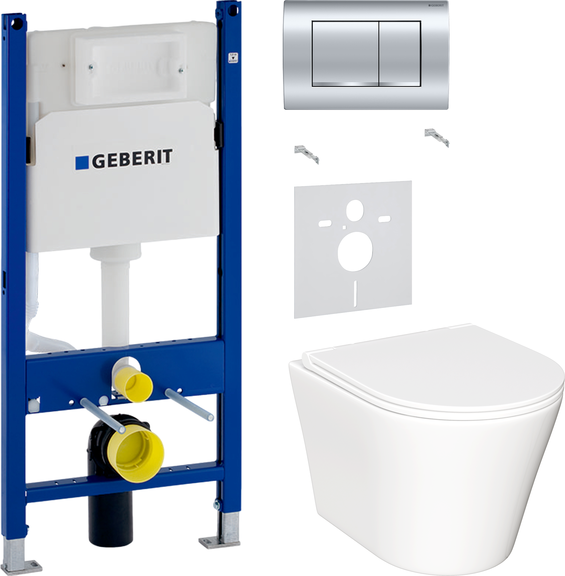 Комплект 3 в 1 Унитаз подвесной Ceramicanova Forma CN3011 + Звукоизоляция Geberit 156.050.00.1 + Инсталляция с кнопкой Duofix Delta 458.163.21.1 цвет хром