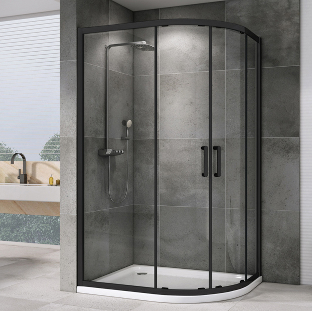 Душевой уголок Abber Schwarzer Diamant AG01190B 100x90, профиль черный, стекло прозрачное