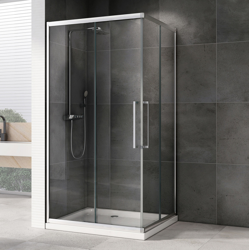 Душевой уголок Abber Schwarzer Diamant AG02128H 120x80, профиль хром, стекло прозрачное