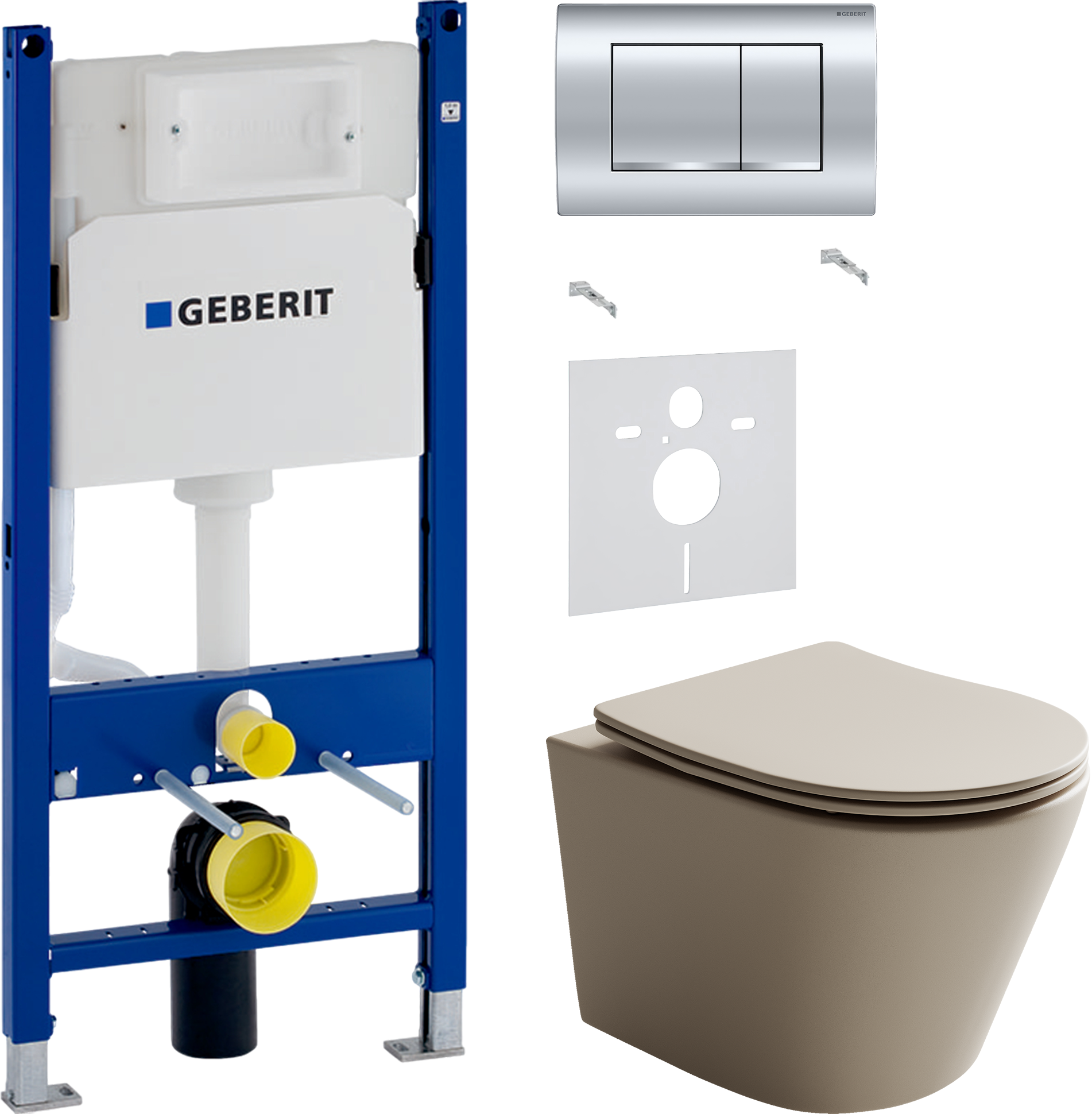 Комплект 3 в 1 Унитаз подвесной Ceramicanova Balearica Rimless CN6000MC + Звукоизоляция Geberit 156.050.00.1 + Инсталляция с кнопкой Duofix Delta 458.163.21.1 цвет хром