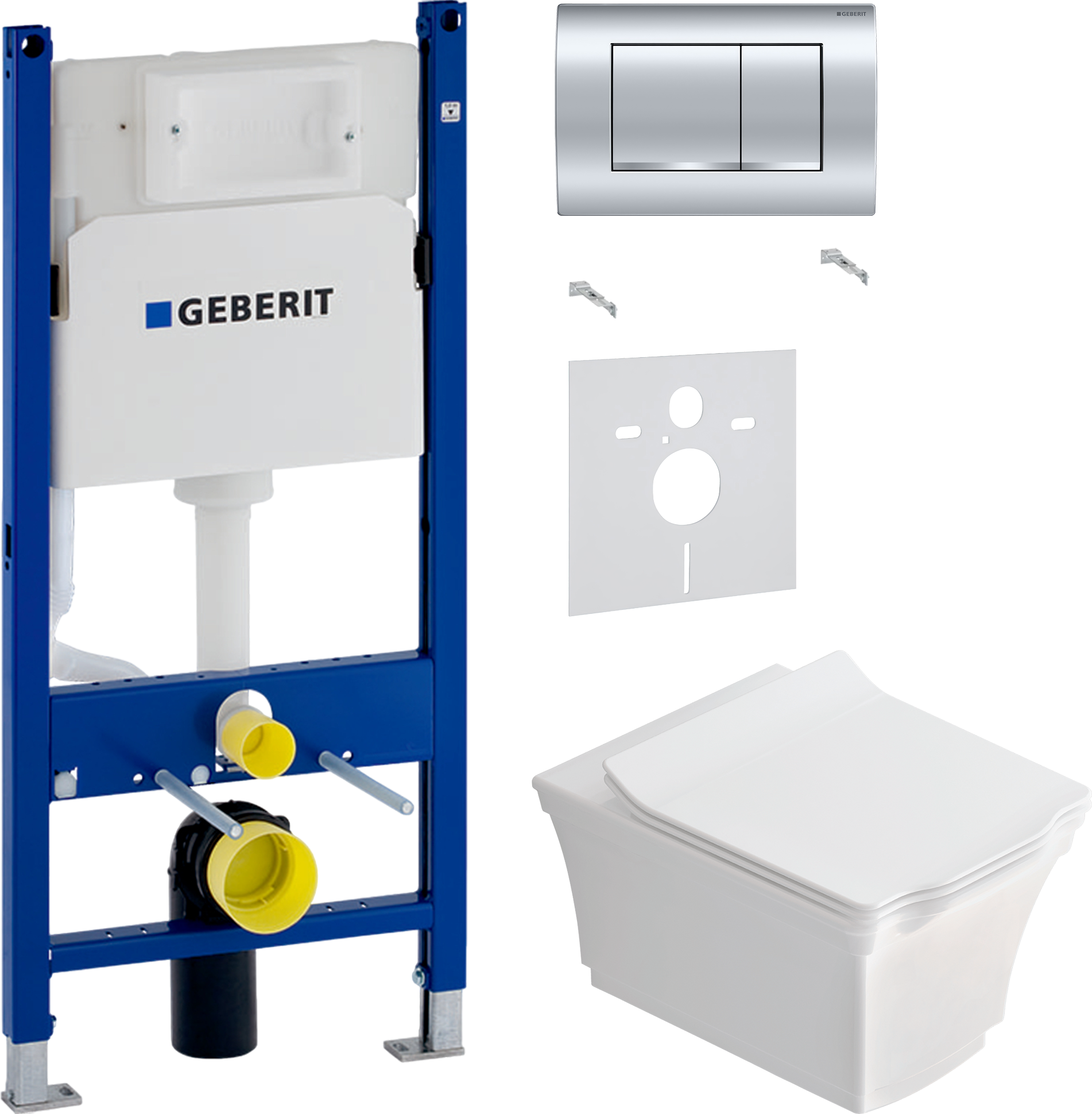 Комплект 3 в 1 Унитаз подвесной STWORKI Хадстен SETK3304-0616-001-1-6000 + Звукоизоляция Geberit 156.050.00.1 + Инсталляция с кнопкой Duofix Delta 458.163.21.1 цвет хром