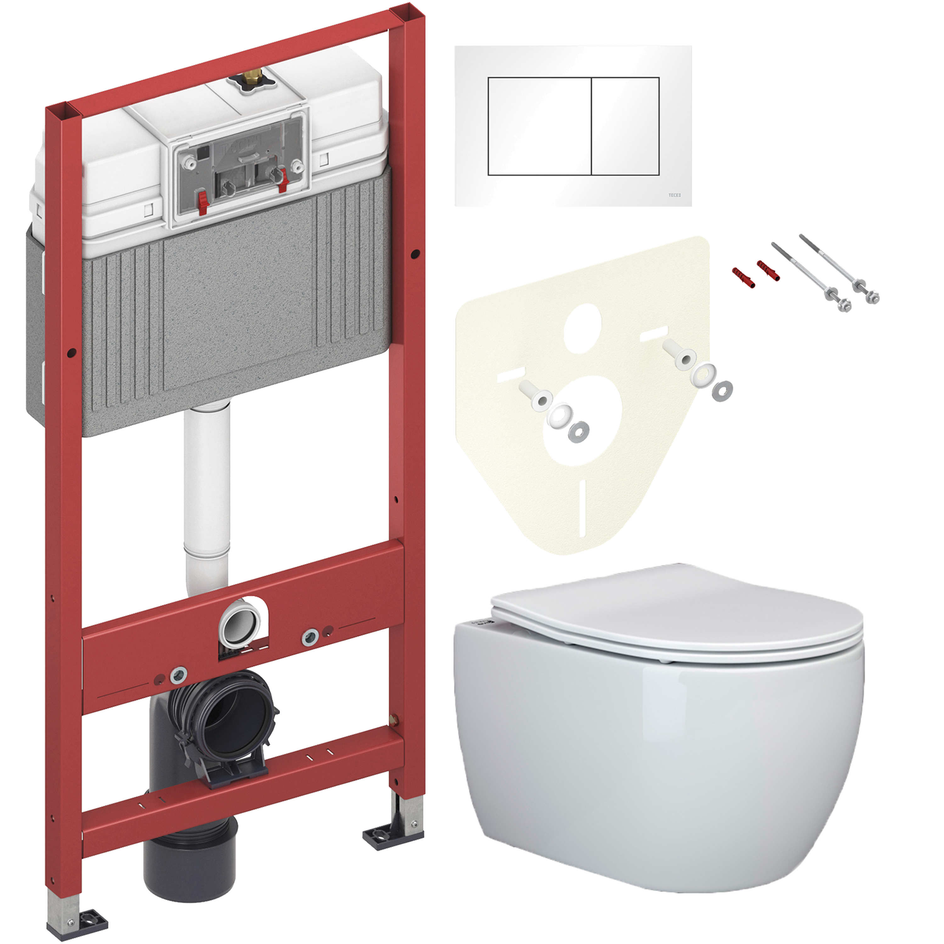 Комплект 2 в 1 Унитаз подвесной Ceramicanova Play CN3001 + Инсталляция с кнопкой TECE Base 9400413