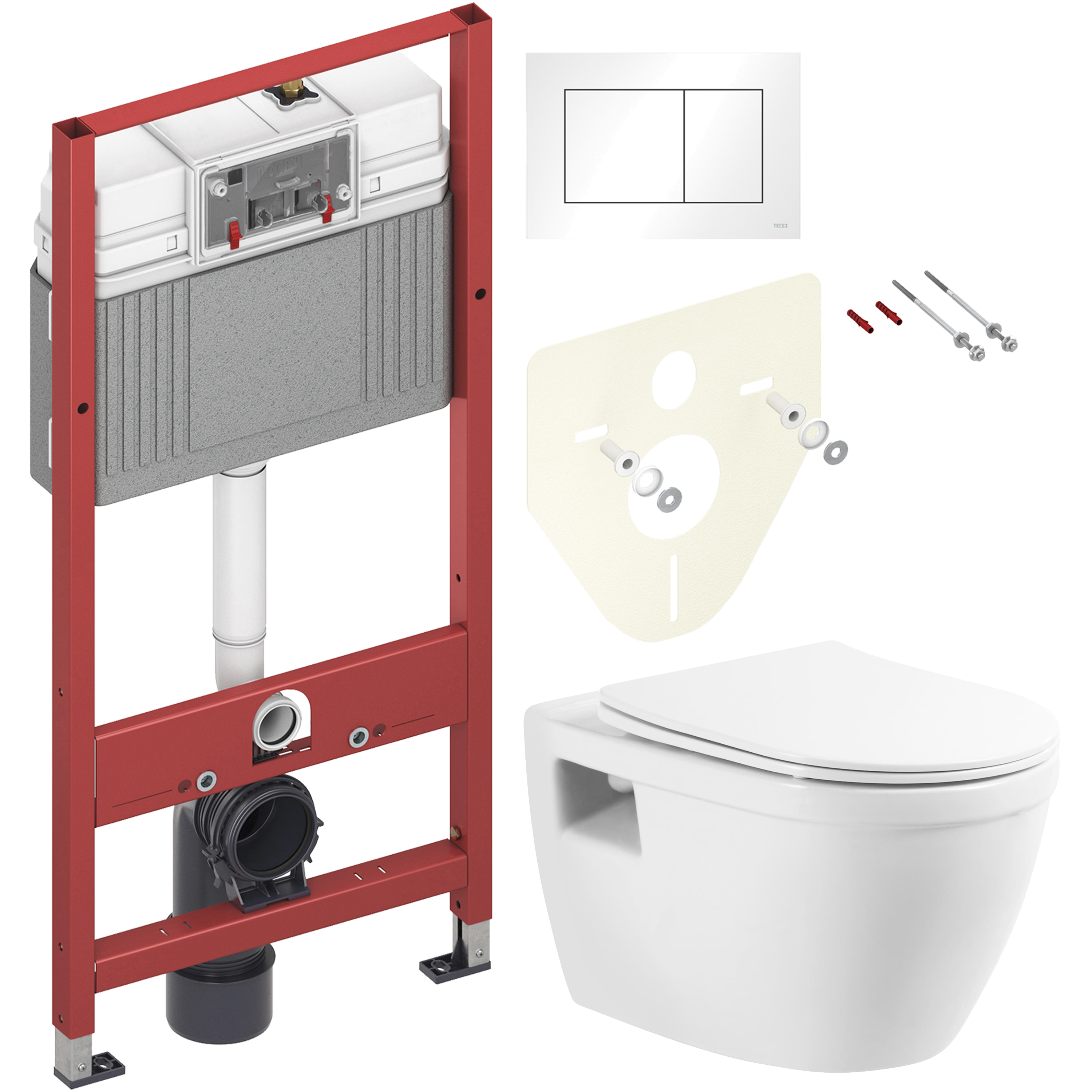 Комплект 2 в 1 Унитаз подвесной BelBagno Loto BB070CHR/SC + Инсталляция с кнопкой TECE Base 9400413