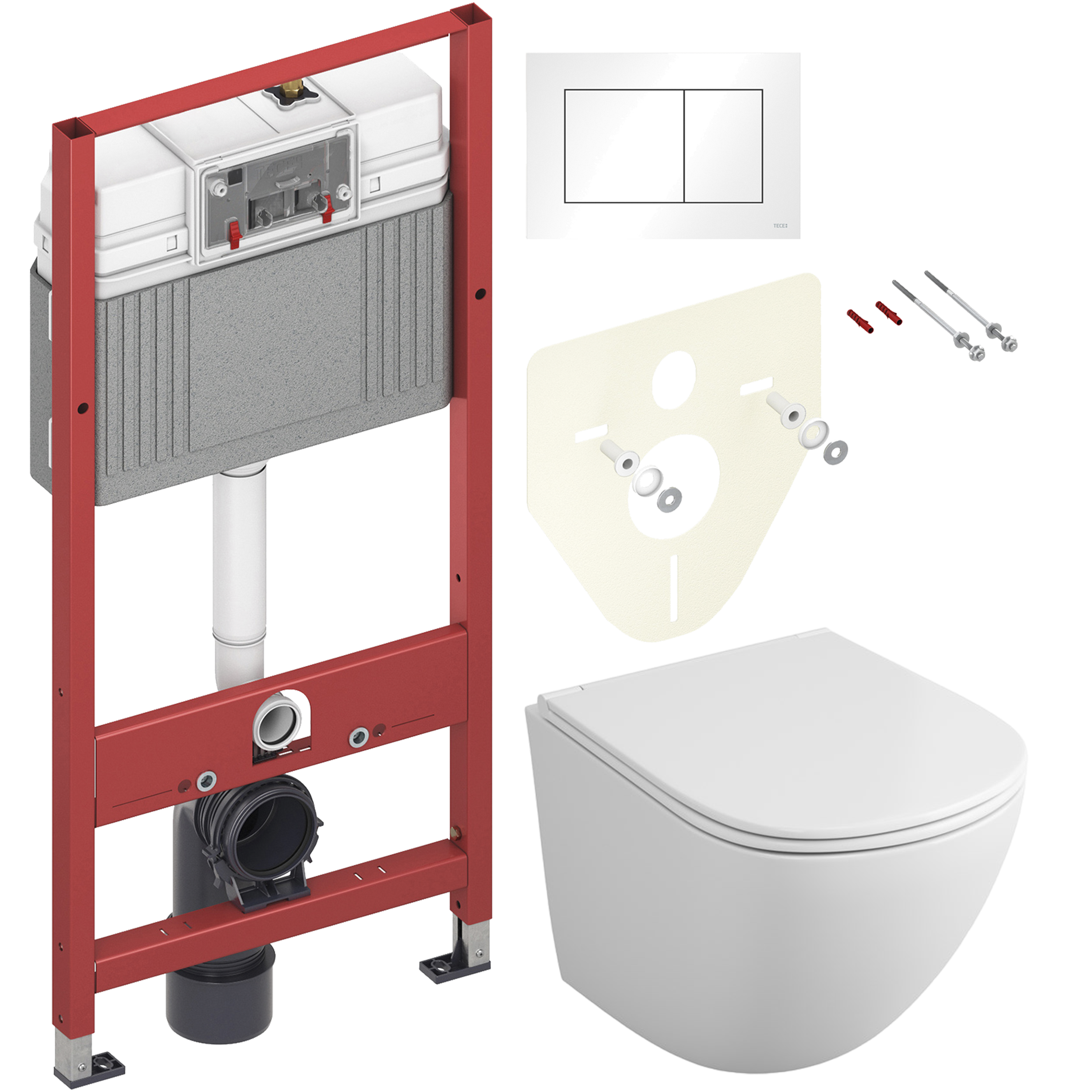 Комплект 2 в 1 Унитаз подвесной Owl 1975 Vind TOWLT190302 + Инсталляция с кнопкой TECE Base 9400413