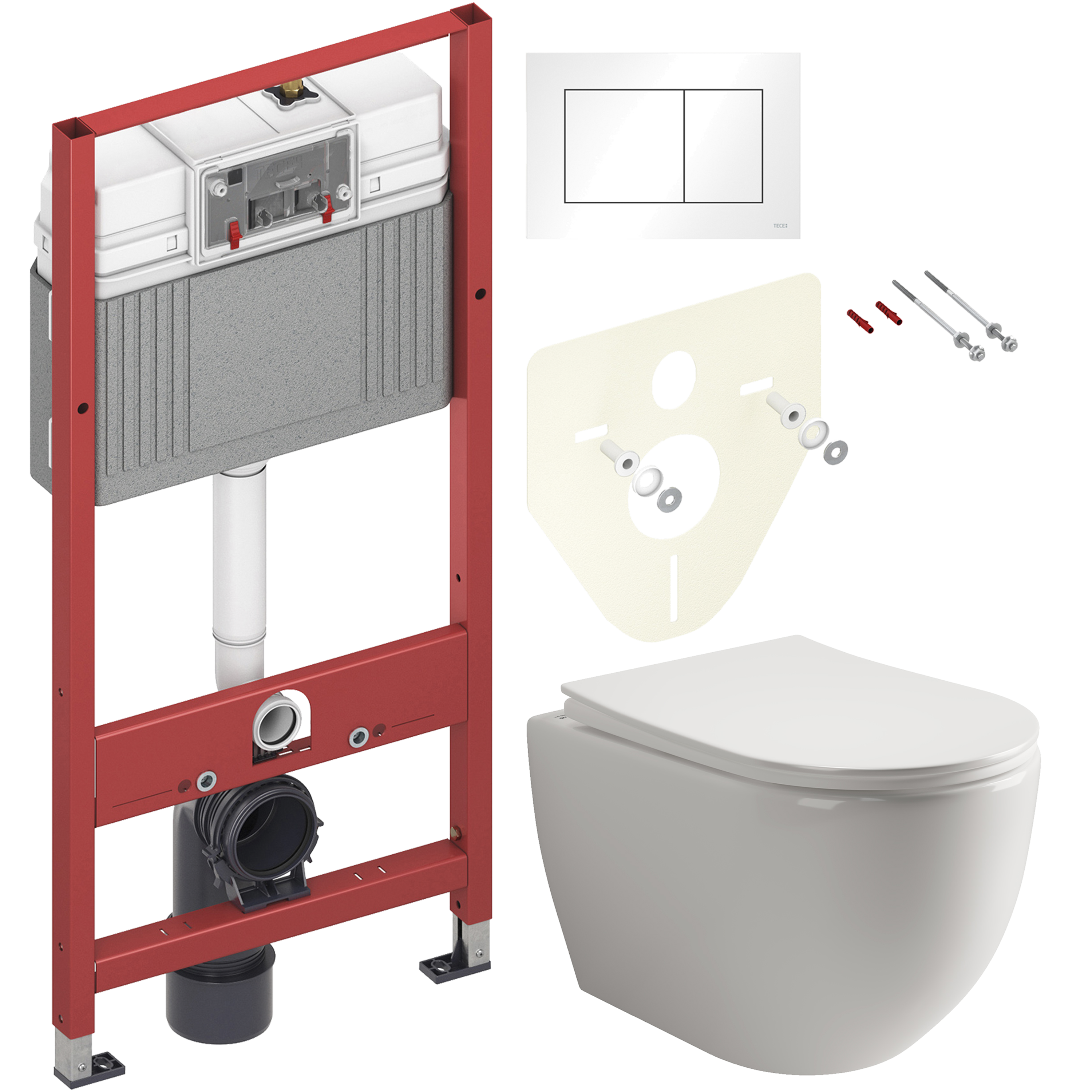 Комплект 2 в 1 Унитаз подвесной Ceramicanova Mia CN1805 + Инсталляция с кнопкой TECE Base 9400413